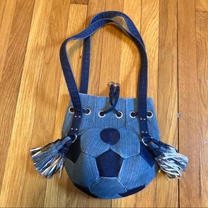 Denim Soccer Ball Purse Bag